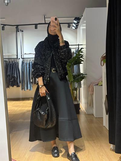 TAŞ İŞLEMELİ BOMBER CEKET