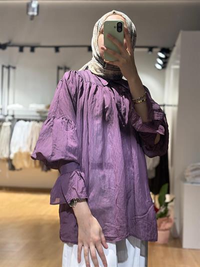 TÜL KOL DETAYI GÖMLEK