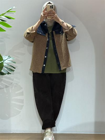 ÜST DENİM DETAYLI GÖMLEK