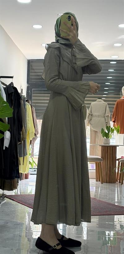 YAKA KOL DETAYLI TUL ELBİSE