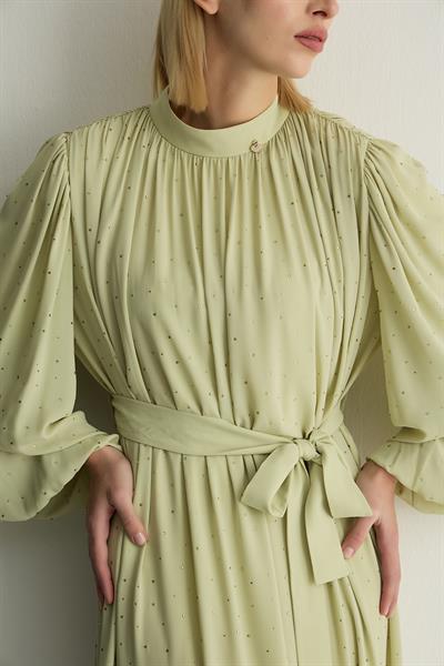 30017 VELUNA ELBISE Pastel Yeşil