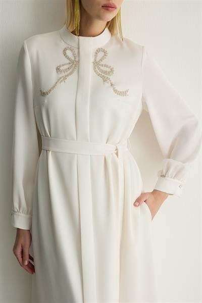 30044 RIBBON ELBISE Ekru