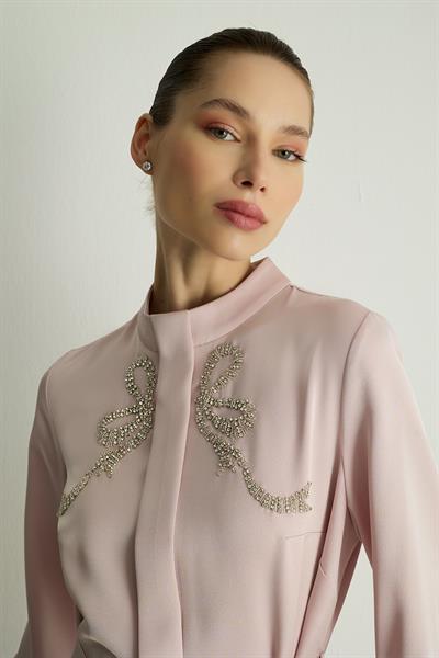 30044 RIBBON ELBISE Pudra