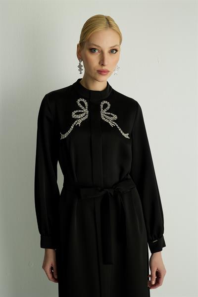 30044 RIBBON ELBISE Siyah