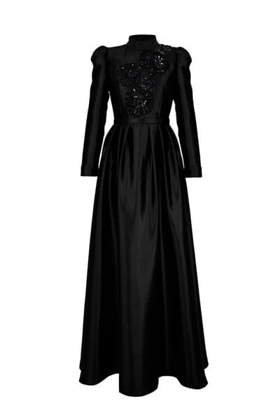 ANTIQUE FLOWERS DRESS Siyah