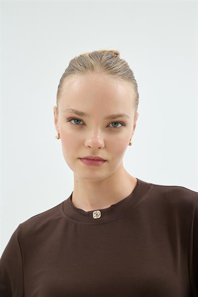 23001 CELİNA BLUZ Kahve