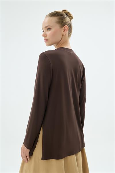 23001 CELİNA BLUZ Kahve