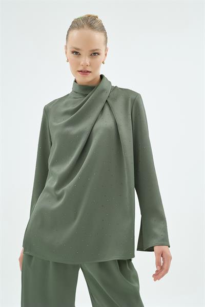 20005 CRISTALLE TAŞLI BLUZ Haki