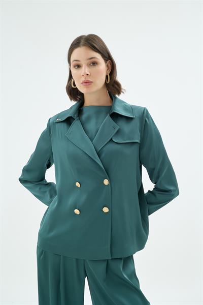 40001 GİGİ YAKALI CEKET Zümrüt