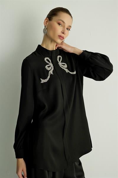 RİBBON BLOUSE Siyah