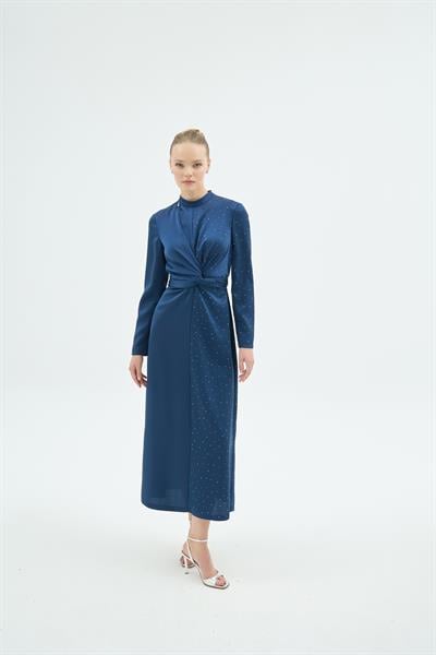 30049 UMBERTO CRYSTAL ELBİSE Lacivert