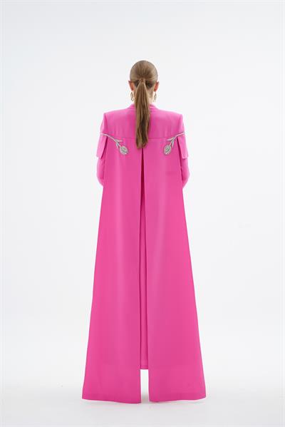 Vera Vera Lale Nakiş Desenli Şik Elbise Pembe