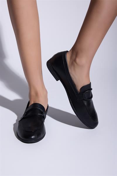 Adel Hakiki Deri Kadın Loafer Siyah