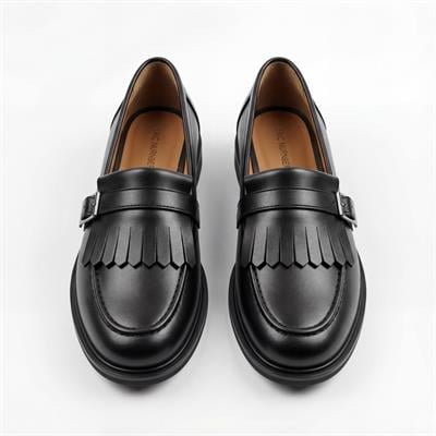 Julia Hakiki Deri Kadın Loafer Siyah