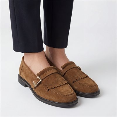 Julia Hakiki Deri Kadın Loafer Taba Süet