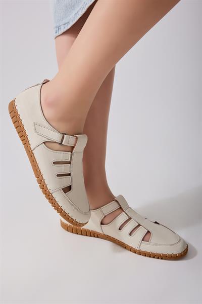 Lucy Hakiki Deri Kadın Loafer Bej