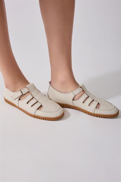Lucy Hakiki Deri Kadın Loafer Bej