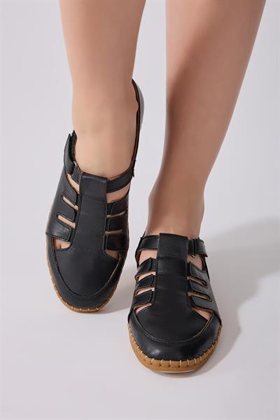 Lucy Hakiki Deri Kadın Loafer Siyah