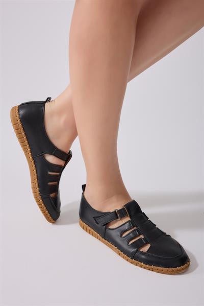Lucy Hakiki Deri Kadın Loafer Siyah