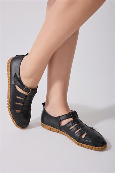 Lucy Hakiki Deri Kadın Loafer Siyah