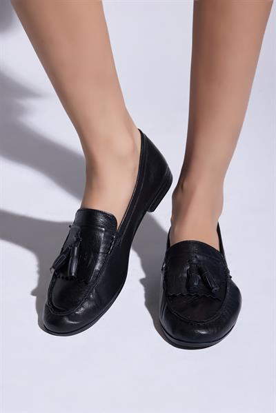Maya Hakiki Deri Kadın Loafer Siyah