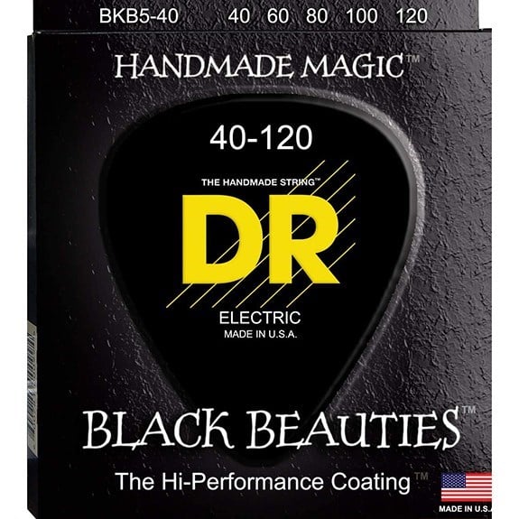 DR Black Beauties Bas Gitar 40-120 Uzun Ömürlü Siyah Takım 5 Tel (El yapımı)