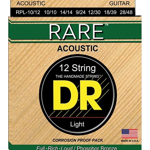 DR Rare Phosphor Bronze 12 Tel Akustik Gitar 0,10 Takım Tel (El yapımı)