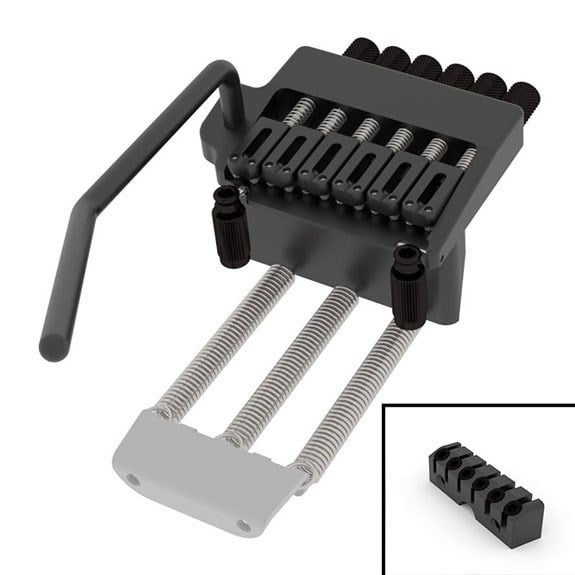 Hipshot 4HV600B-LP Low Profile Headless Tremolo Köprü Sistemi Siyah (18mm)