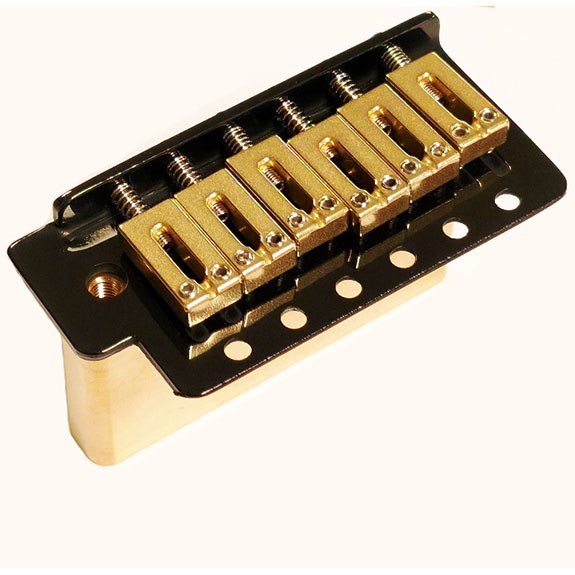 Partsland BS005BBBK Özel Üretim Elektro Gitar Tremolo Köprü Seti Siyah (Masif pirinç blok ve saddle) 10,5mm
