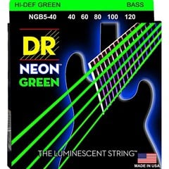 DR Neon Green Bas Gitar 40-120 Uzun Ömürlü Takım 5 Tel (El yapımı) (Neon Yeşil)