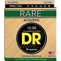 DR Rare Phosphor Bronze Bluegrass Akustik Gitar 0,12-56 Takım Tel (El yapımı)