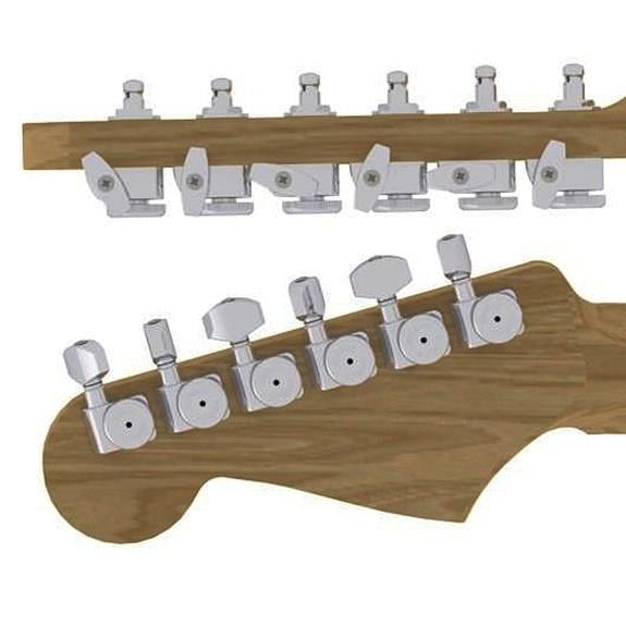 Hipshot Fender Directrofit Locking Elektro Gitar Kilitli Burgu Seti Krom (6 Dizilim) (Yavaş tur)