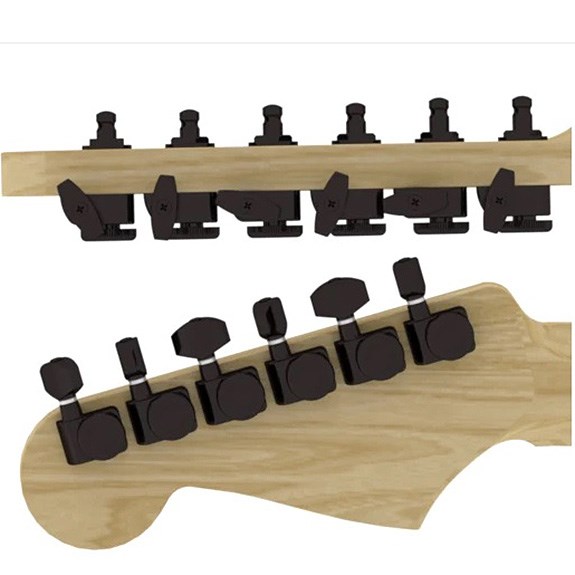 Hipshot Fender Directrofit Locking Elektro Gitar Kilitli Burgu Seti Siyah (6 Dizilim) (Yavaş tur)