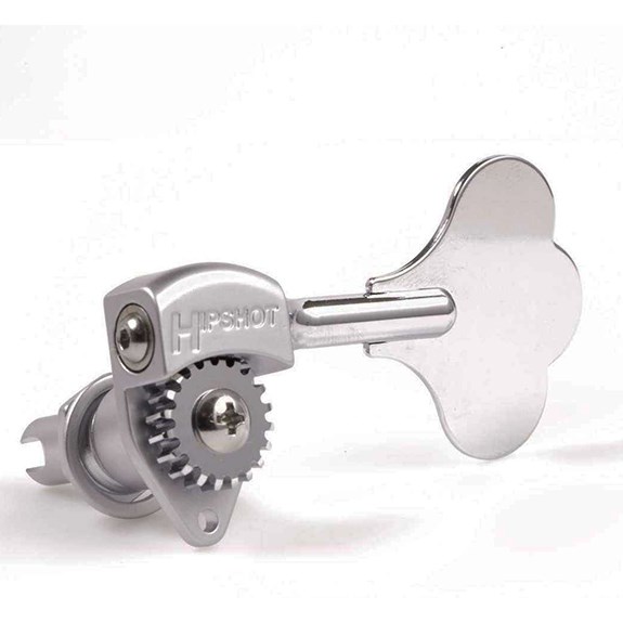 Hipshot Licenced Ultralite Clover Tekli Bas Gitar Burgu Sol Krom (3/8) (Ekstra hafif)