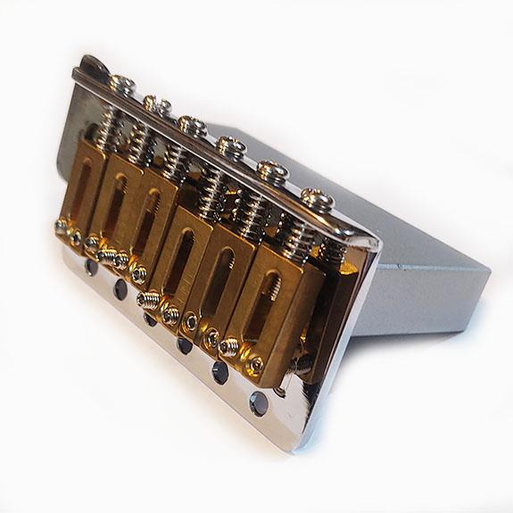 Partsland BS005BS Özel Üretim Elektro Gitar Tremolo Köprü Seti Krom (Masif çelik blok ve saddle) 10,5mm