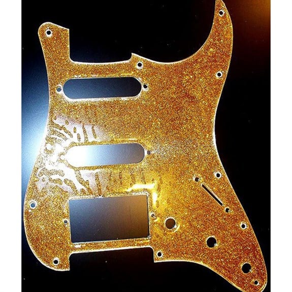 X-Guards HSS Gold Flake American Strat Elektro Gitar Pickguard 11 Delik