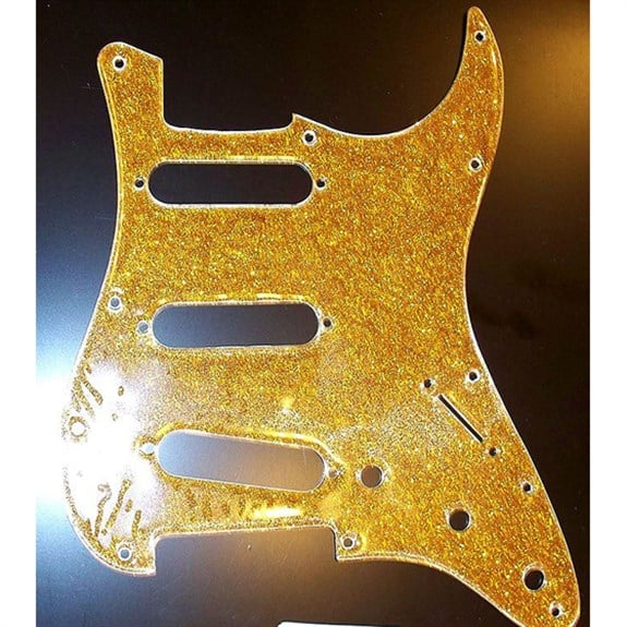 X-Guards SSS Gold Flake American Strat Elektro Gitar Pickguard 11 Delik