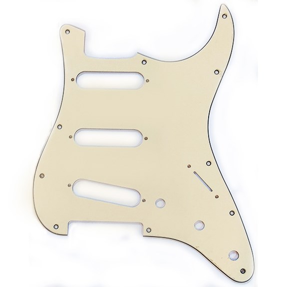 XD07SSS USA/Mex Strat Elektro Gitar Pickguard 3 Kat Fildişi 11 delik