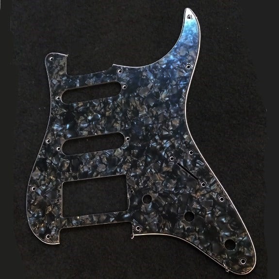 XD10SSH USA/Mex Strat Elektro Gitar Pickguard 3 Kat Siyah Sedef - 11 Delik