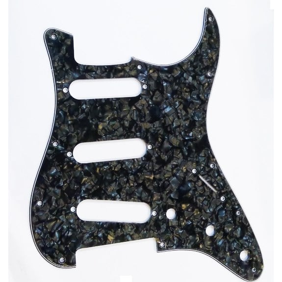 XD10SSS USA/Mex Strat Elektro Gitar Pickguard 3 Kat Siyah Sedef - 11 Delik
