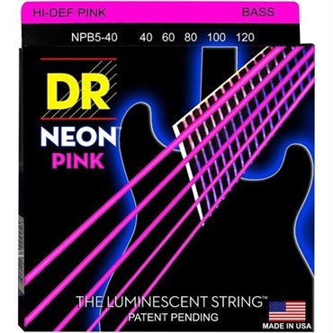 DR Neon Pink Bas Gitar 40-120 Uzun Ömürlü Takım 5 Tel (El yapımı) (Neon Pembe)