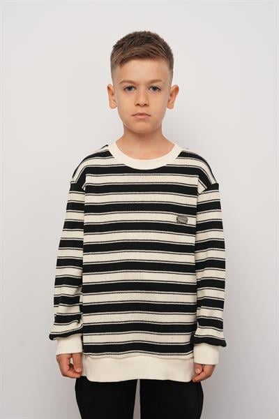 325322Erkek Çocuk Geniş Çizgili Sweatshirt 3-8 Yaş -325322