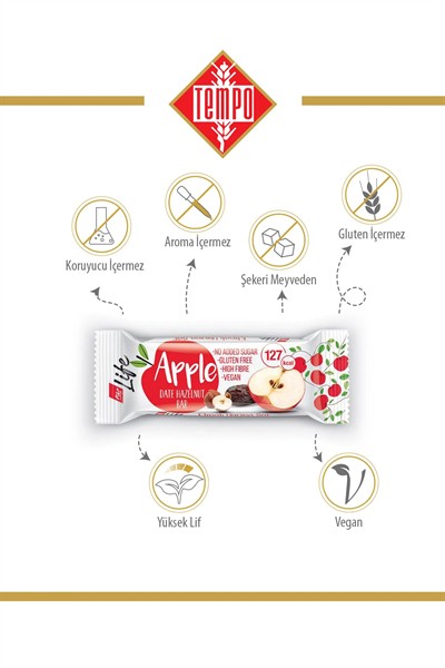 Elma Hurma Fındık Bar 30 g x 12 Adet