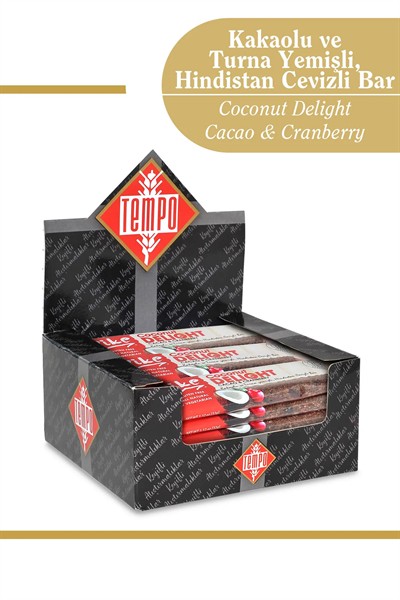 Kakaolu ve Turna Yemişli Hindistan Cevizli Bar 32 g x 12 Adet