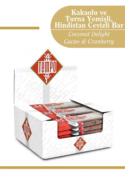 Kakaolu ve Turna Yemişli Hindistan Cevizli Bar 32 g x 12 Adet