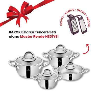 Sofram Barok 8 Parça Tencere Seti + Master Rende (Mor)