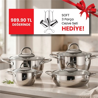 Sofram Barok 8 Parça Tencere Seti + Soft Cezve Seti (3 Parça)
