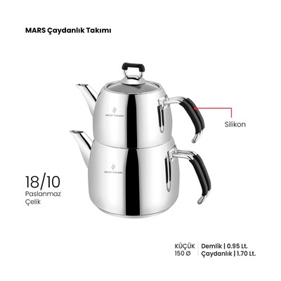 Sofram Mars 15 cm Küçük Boy Çaydanlık Takımı - Siyah