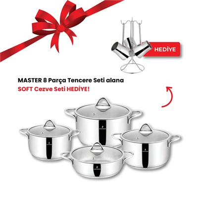 Sofram Master 8 Parça Tencere Seti + Soft Cezve Seti (3 Parça)