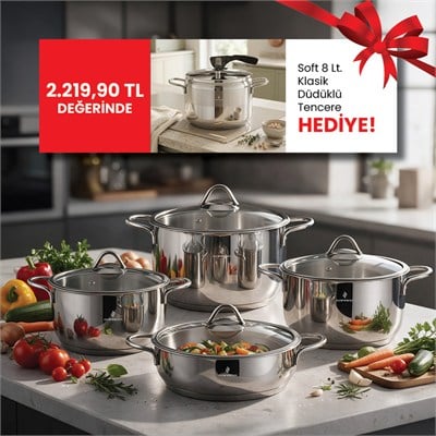 Sofram Master 8 Parça Tencere Seti + Soft Klasik Düdüklü Tencere 8 Lt.